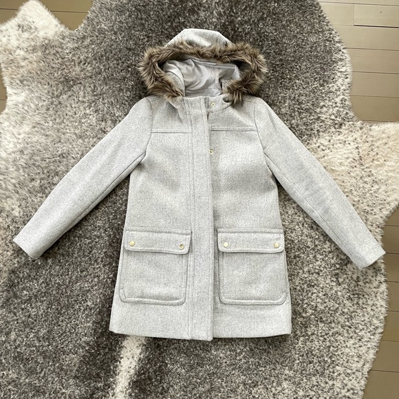 J. Crew Jackets & Blazers - J. Crew Pea Coat with Faux Fur Hood